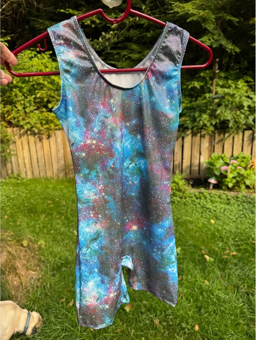 Girls' Galaxy Print Sleeveless Gymnastics Leotard Size 140